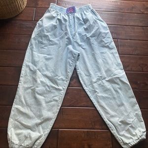 Vintage CHIC high rise elastic joggers denim med